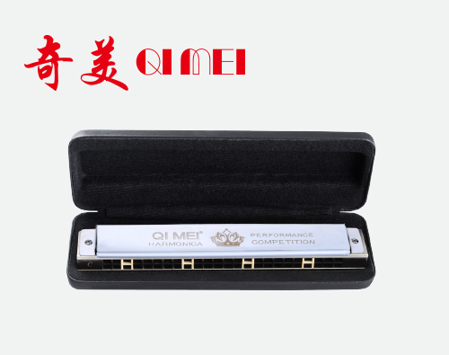 24孔黑霸王比赛复音C调口琴（银色）
